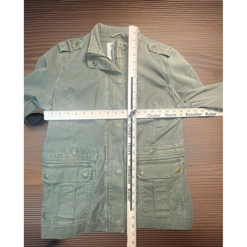 Lucky Brand Jacket Womens Large Green Twill Military Full Zip Pockets Utility - Picture 4 of 5